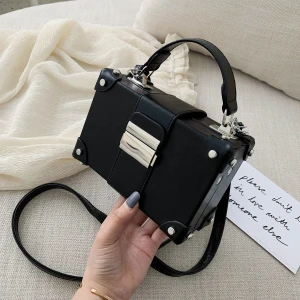 2021 new trendy mini women pu leather handbag ladies shoulder crossbody box bag girls square purse with rivet lock