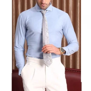 2021 spring new high-end silk long-sleeved men&#x27;s shirt casual printing man shirts