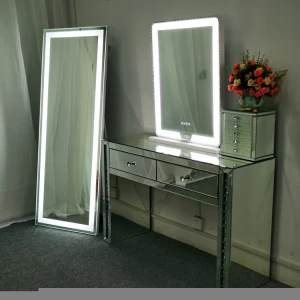 2021 Vanity Table Set Makeup Vanity Dressing Table with 3 Colors Lighted Mirror