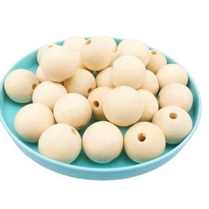 20mm Maple Wooden Unfinished Round Natural Teething Wood Beads Bulk