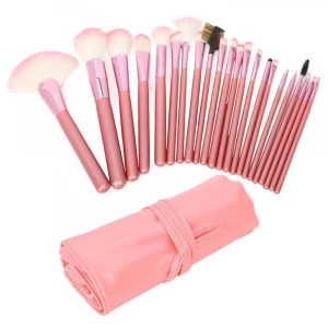 22PCS Professional Makeup Brush Cosmetic Tool Kits with Pink Handle