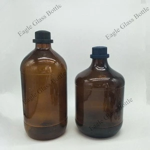 2.5 liter Special Round Shape Amber Glass Pharmaceutical Bottle with Plastic Cap