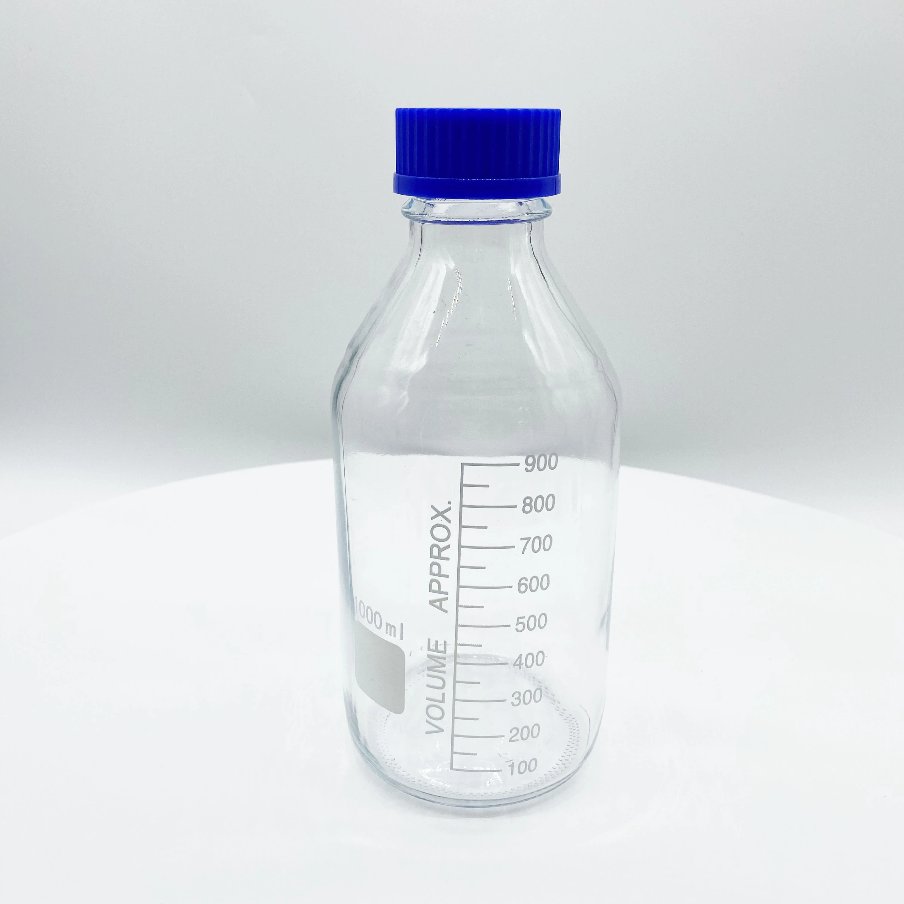 250ml Borosilicate 3.3 Soda Glass Reagent Bottle with Plastic Blue Yellow Screw