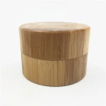2oz small empty wood real bamboo cosmetic cream jar