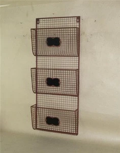 3 bin wire book magazine wall mounted display rack with chalkboard,newspaper magazine display racks for office