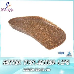 3/4 Length Cork Orthotic Insoles With Arch Support For Flat Feet