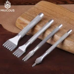 4pcs/set  Pitch 1/2/4/6 Prong Chisel Leather Punching Hole Tools