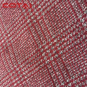 5-7cm square red silver tweed 70% polyester 30% acrylic TR fabric Woman&#39;s Coat Spring/Autumn Manufacturer Factory Customized