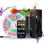5M 10M LED  Rope Lights Music Sync Color Changing RGB LED Strip Bluetooth App Controlled LED Strip Lights (APP+Remote)  for TV