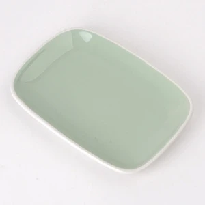 7.5 Inch Two Tone Blue, White Color Glaze Rectangular Sushi Dessert Salad Side Service Plates, Dishes