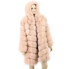90cm long dark blue pink white new design style luxury women winter real fox fur coat with hood