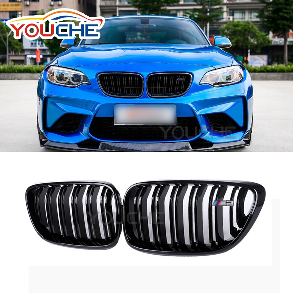 ABS gloss black  auto front grille mesh for 14-18 BMW 2 series F22 F23 F87 M2