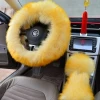 Accessories  and gear cover steering wheel cover leather fluffy black and red steering wheel cover