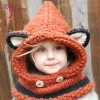 Acki Winter hat  Kids Warm Fox Animal Hats Knitted Coif Hood Scarf Beanies for Autumn Winter