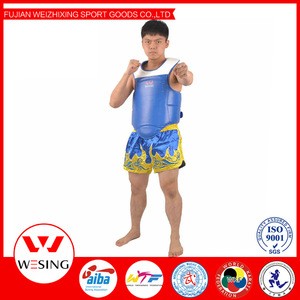 adult women men Muay Thai armor chest guard pu microfiber red black blue 3 colors chest supporter protector vest unisex IFMA