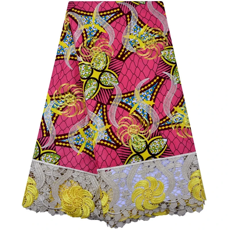 African Printed Lace Designs Ankara Fabric African Tulle Fabrics Holland Wax Fabric With Guipure Lace For Dresses 1295