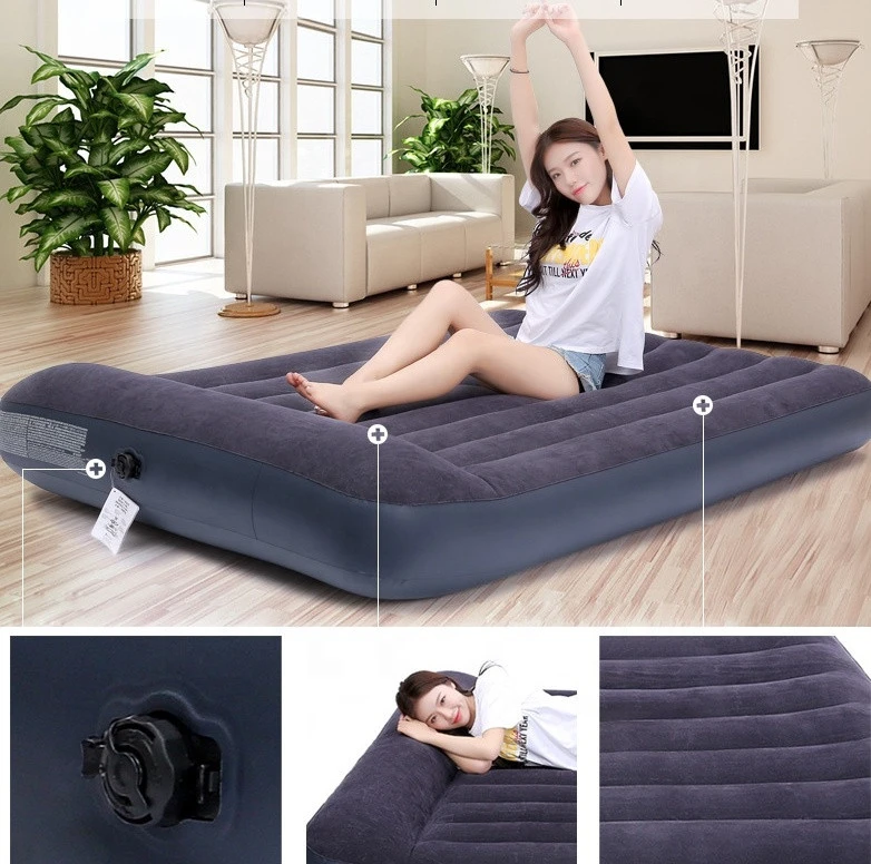 Air mattress with  Pump Inflatable air bed with soft flocked top
