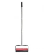 Alpine Industries 11 in. Manual Triple Brush Floor and Carpet Sweeper in Red