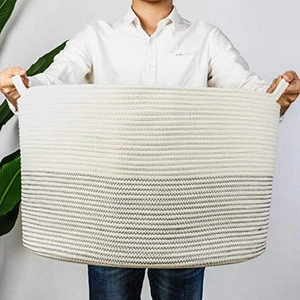 Amazon cotton woven laundry storage rope basket woven laundry basket