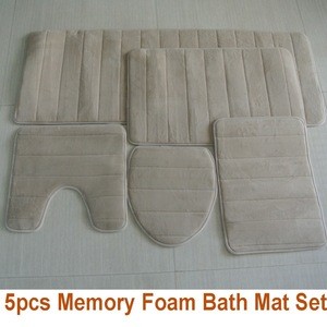 Amazon hot selling Brown color custom shape rug 5 pcs memory foam bathroom mat