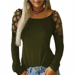 American hot sell Ladies Fashion Apparel Clothing Blouse Long Sleeve Leopard diamond color block  Women Top