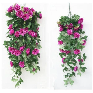 Artificial wall hanging flower hanging basket flower decorative roses flowers vine