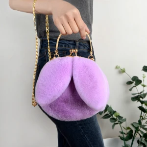 Attractive design faux fur key chain and bag with slippers faux rabbit fur bag faux fur bags
