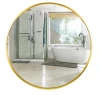 Bath gold floor decorative fogless round metal frame copper free silver mirror