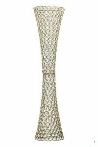 Beaded Real Crystals Hurricane Vase For Wedding Cneterpiece