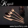 Best selling bulk copper flatware rose gold copper cutlery dinnerware sets knives forks and spoons