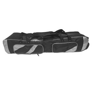Black Polyester Double-Layer Fishing Rod Bag Carrier Storage Case
