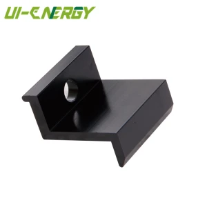 Black solar extruded aluminum clamp with bolt and nut