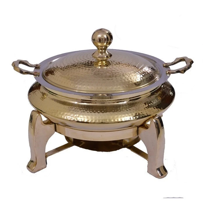 Brass Chafing Dish Restaurant &amp; Hotel Supplies Food Warmer Buffet  Equipment Hammered Round Chafing Dish Food Serving Catering
