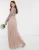 Import Bridesmaid long sleeve v back maxi tulle dress with tonal delicate sequin in taupe blush/ womens wedding guests  party dress from China