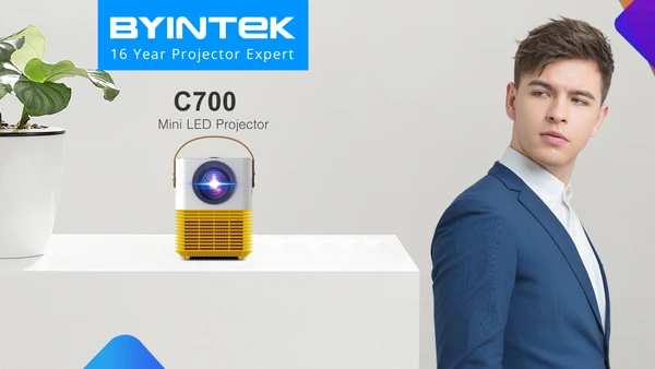 BYINTEK 16Year Factory C700 Mini Portable-projector Smart New 360 Degree Mini PC Projector