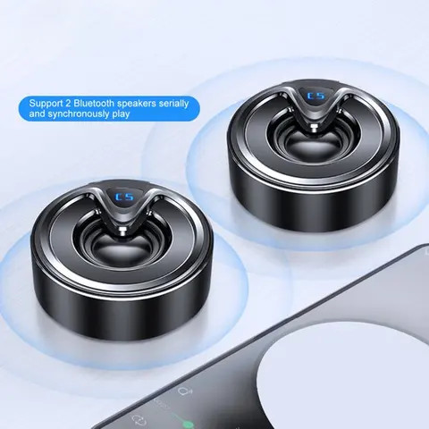 Buy C5 Tws Metal Round Mini Bt V5.0 Wireless Aluminum Alloy Heavy Bass ...