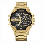 CAGARNY 6820 Men Sports Watches Military Quartz LED Digital Waterproof Quartz Golden with Stainless Steel Band