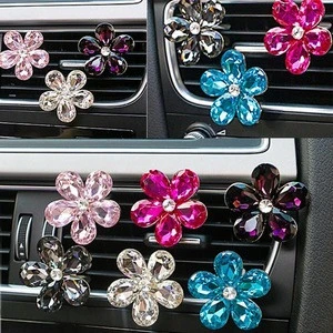 Car Interior Accessories Automobile Air Conditioner Outlet Crystal Flower Decor Car Ornaments Vent Perfume Decoration Y016