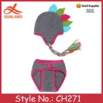 CH271kids baby knitted dinosaur cap and diaper cover custom baby animal cap and diaper cover