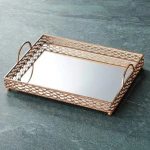 Cheap Home decor luxury square tableware mirrored gold metal tray