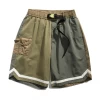 cheap price custom men shorts pants color block buckle detail elastic waist men cotton cargo shorts