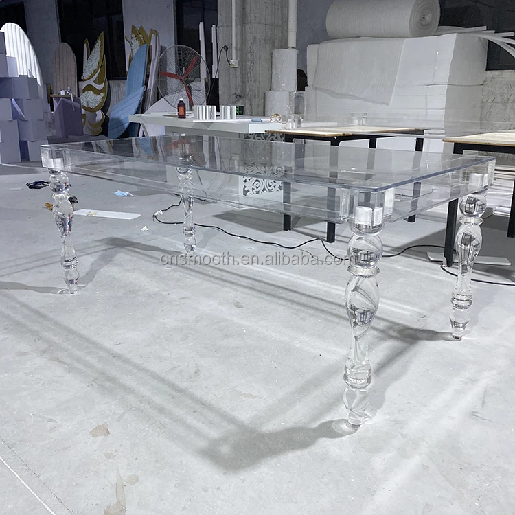 Cheap Price Wedding Party Rectangle Acrylic Dining Room Clear Acrylic Dining Table for sale