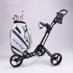 Cheap three 3 Wheel Golf Purple Golf Trolley Black Aluminum 3 Wheels Foldable Golf Trolley