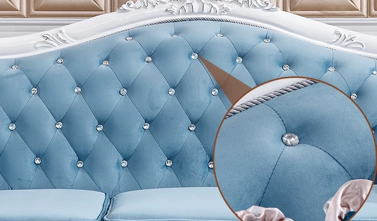 Chic Contemporary Living Room Furniture 3pc Sofa Set Light Blue Velvet Luxury Sofa
