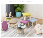 Children mushroom shaped solid wood shoes stool ottoman wooden stool