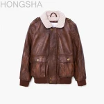 Children's Sheepskin Shearling Coats Kids Sheepskin Leather Flight Jacket HSC1412