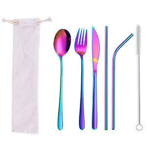 China Factory Stainless Steel Cutlery Titanium Coating Flatware Stainless Steel Dinnerware Set for Wedding