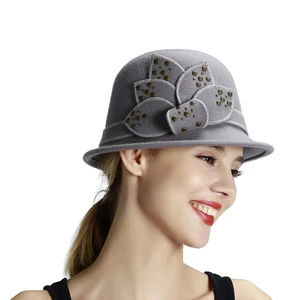 China Supplier Fancy Vintage Cloche Bowler Church Hat Wool Felt Hat For Women