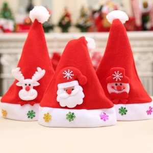 Christmas Santa LED Lighting Hats New Year Decoration Noel Felt Santa Hat with Light