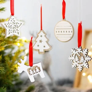 Christmas Tree Hanging Wooden Tree Santa Pendants Elk Cartoon Decoration